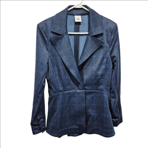 CAbi Sunset Kiss Windowpane Navy Checkered Women's Blazer
